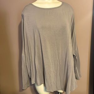Tan 3/4-sleeve Asymmetrical Tunic